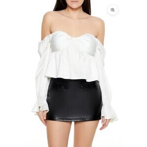 #8 MSRP $35 SOLD OUT Forever 21 Off-the-Shoulder Peplum Crop Top Size Medium
